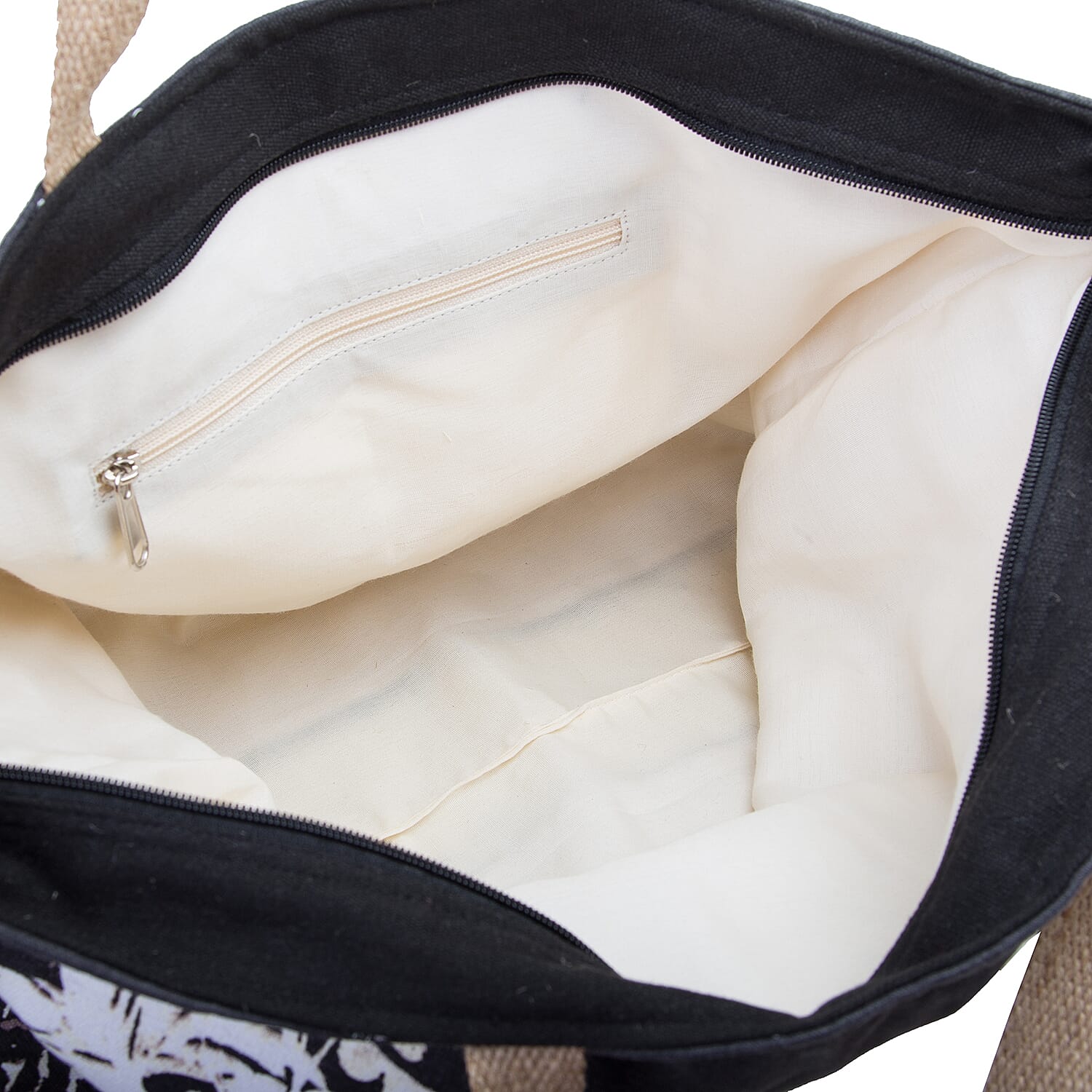 Bulaggi Collection - Flower Zebra Shopping Bag in Black and Beige (Size 39x12x35Cm)