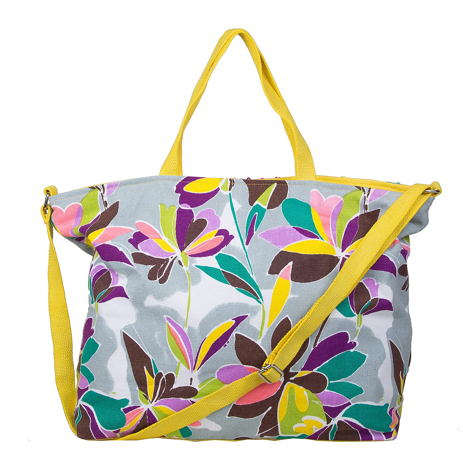 Bulaggi Collection - Flower Design Bess Shopping Bag in Yellow and Multi (Size 39x12x35cm)