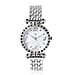 STRADA Japanese Movement Black Austrian Crystal Studded White Dial Water Resistant Watch with Chain Strap in Silver Tone