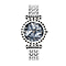 STRADA Japanese Movement Black Austrian Crystal Studded Black Dial Water Resistant Watch with Chain Strap in Silver Tone