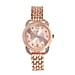 STRADA Japanese Movement White Austrian Crystal Studded Stardust Swirl Design Watch in Rose Gold Tone