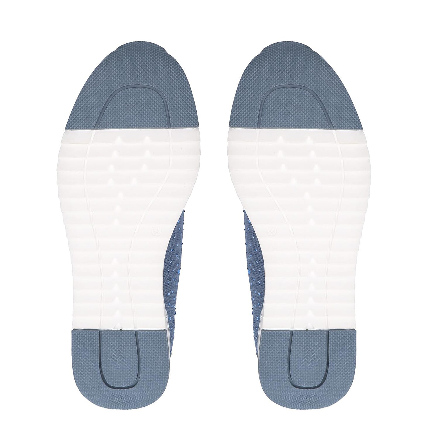 Caprice Knit Embellished Leather Trainers in Blue (Size 5)