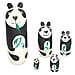 Set of 5 - Traditional Hand Printed Panda Wooden Nesting and Stacking Dolls