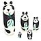 Set of 5 - Traditional Hand Printed Panda Wooden Nesting and Stacking Dolls