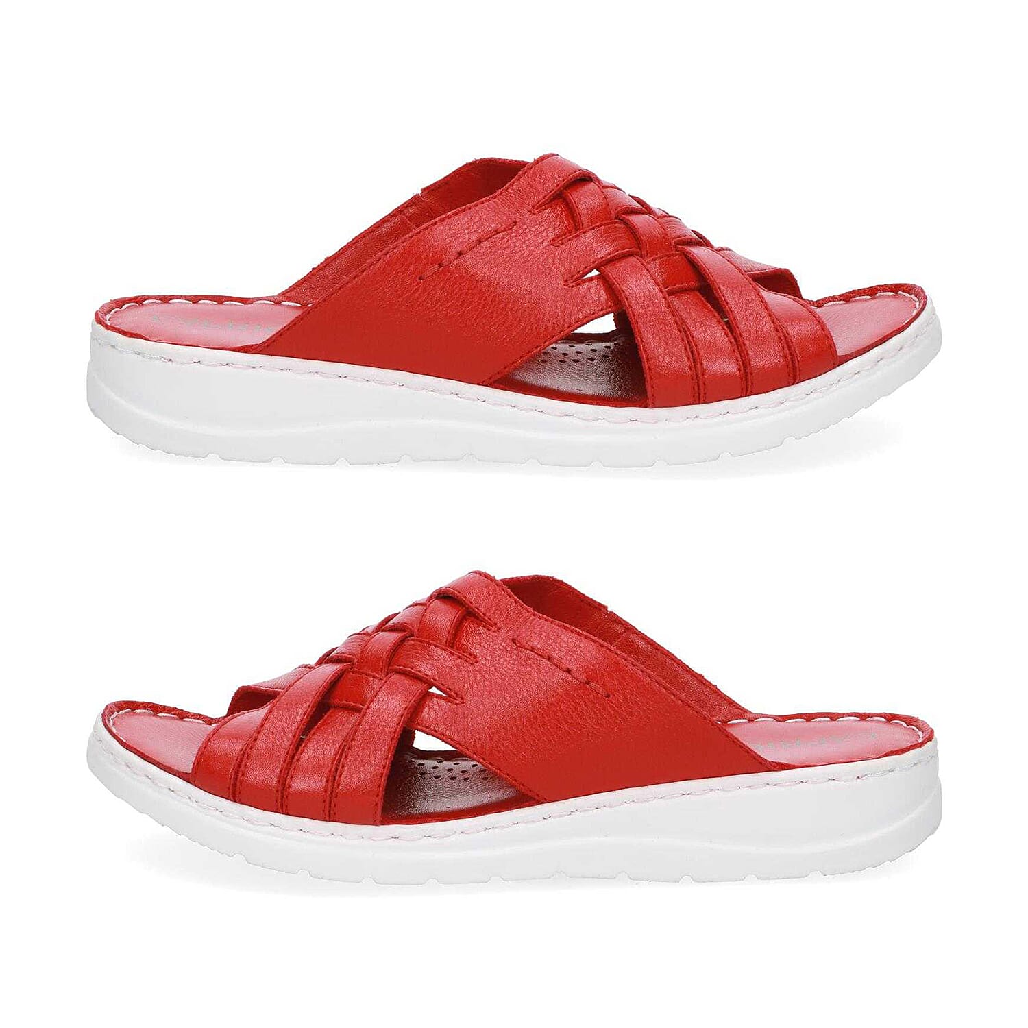 Caprice Nappa Leather Slider Sandal in Red (Size 3)