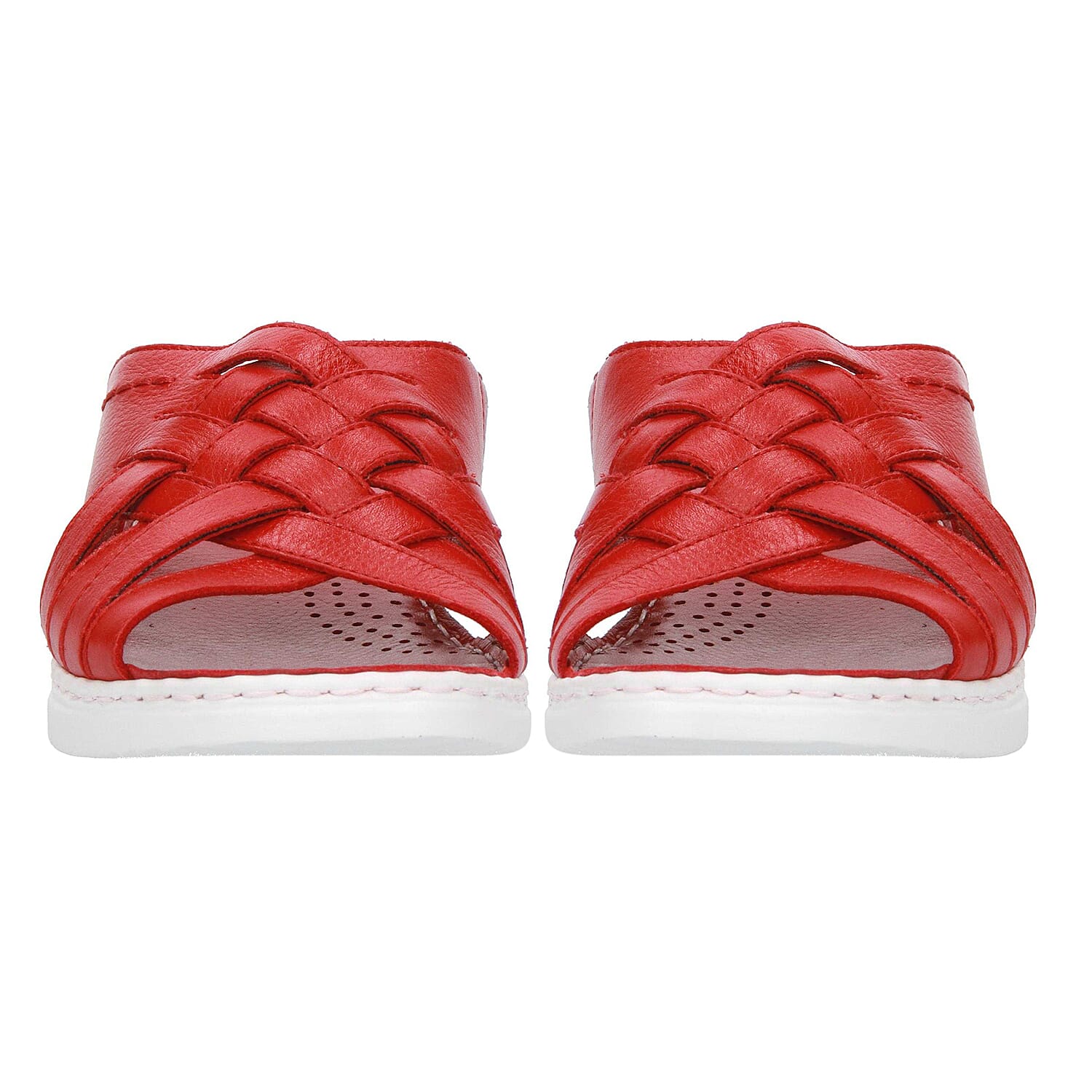 Caprice Nappa Leather Slider Sandal in Red (Size 3)