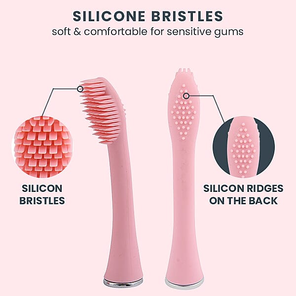 Silicone Electric Toothbrush with USB Charging Cable (Size 20x3x3Cm) - Pink