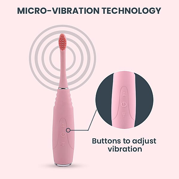 Silicone Electric Toothbrush with USB Charging Cable (Size 20x3x3Cm) - Pink