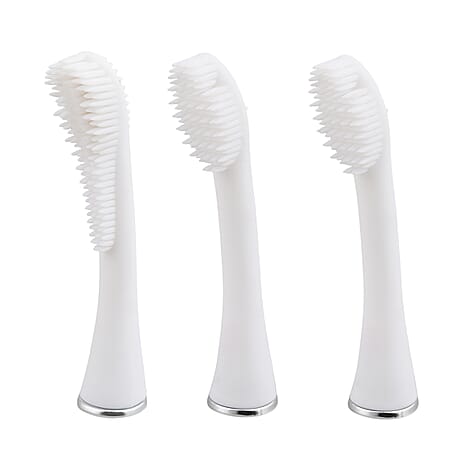 Set of 3 Silicone Sonic Toothbrush Heads (Size 80Cm) - White