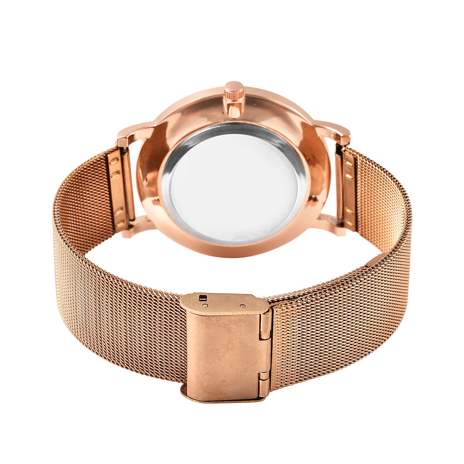 STRADA Japanese Movement Water Resistant Watch with Stainless Steel Back and Mesh Style Strap in Rose Gold Tone
