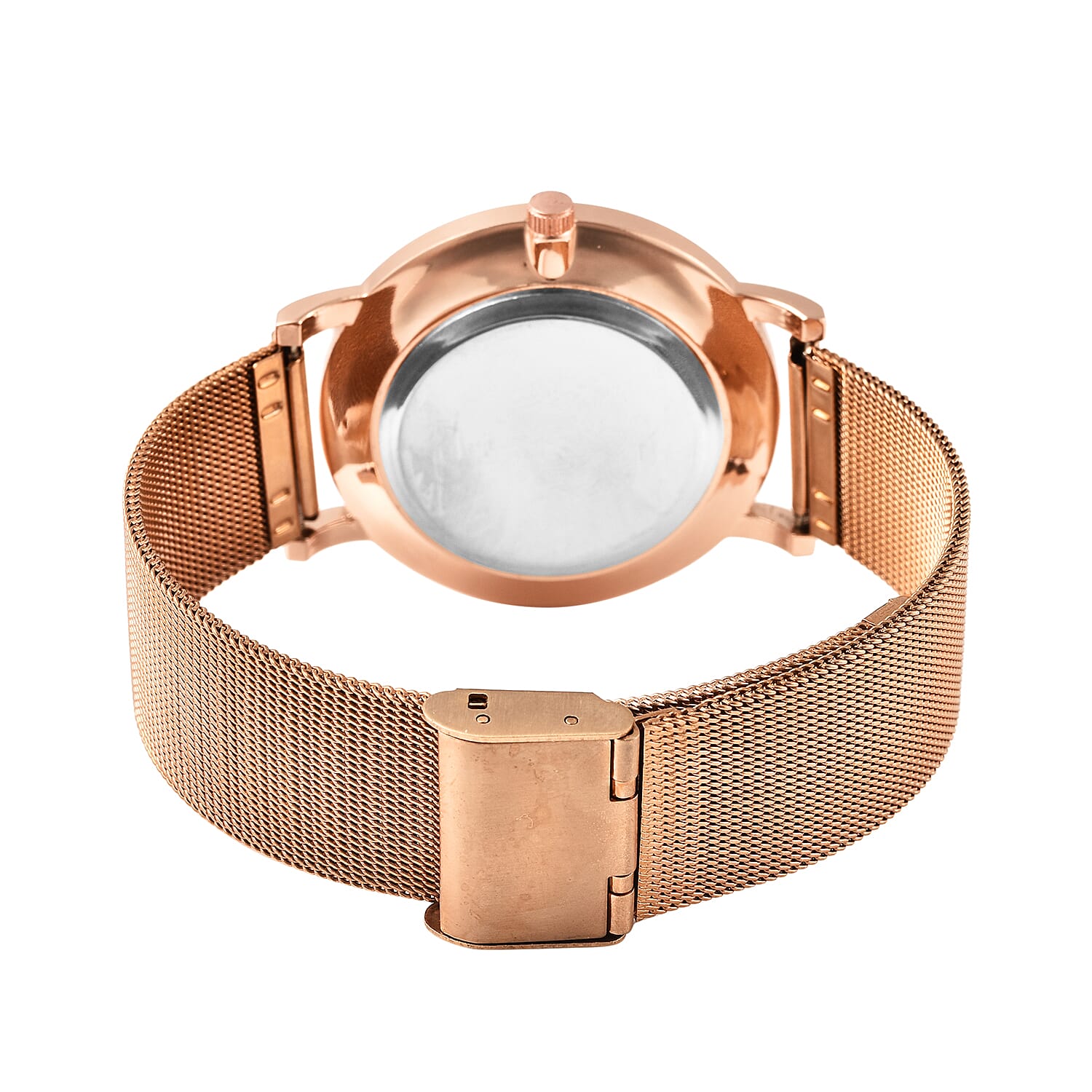 STRADA Japanese Movement Water Resistant Watch with Stainless Steel Back and Mesh Style Strap in Rose Gold Tone