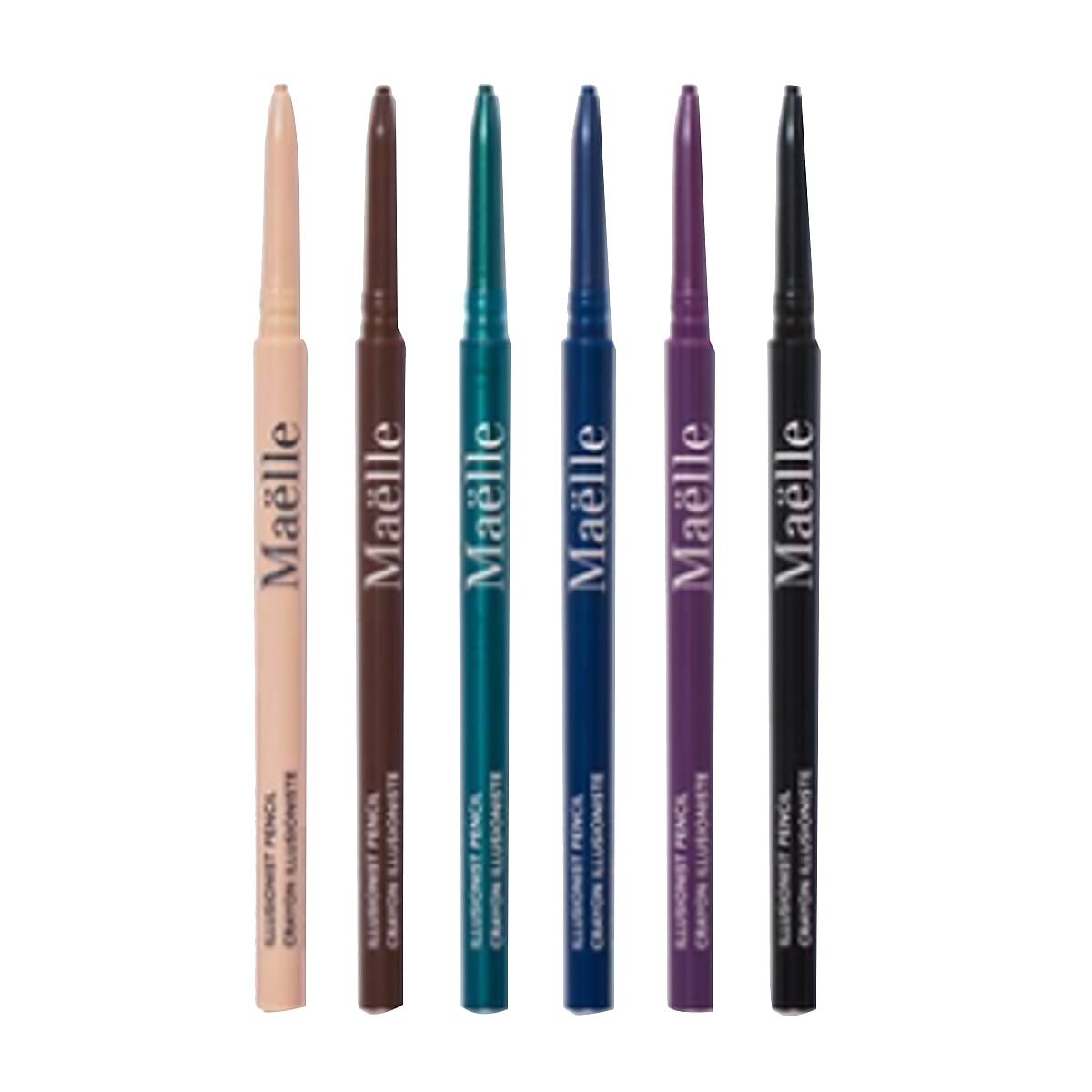 Maelle: Illusionist Pencils Set ( Eye Brightner, Mocha , Forest Green, Blue Velvet ,Smokey Plum , Jet Black