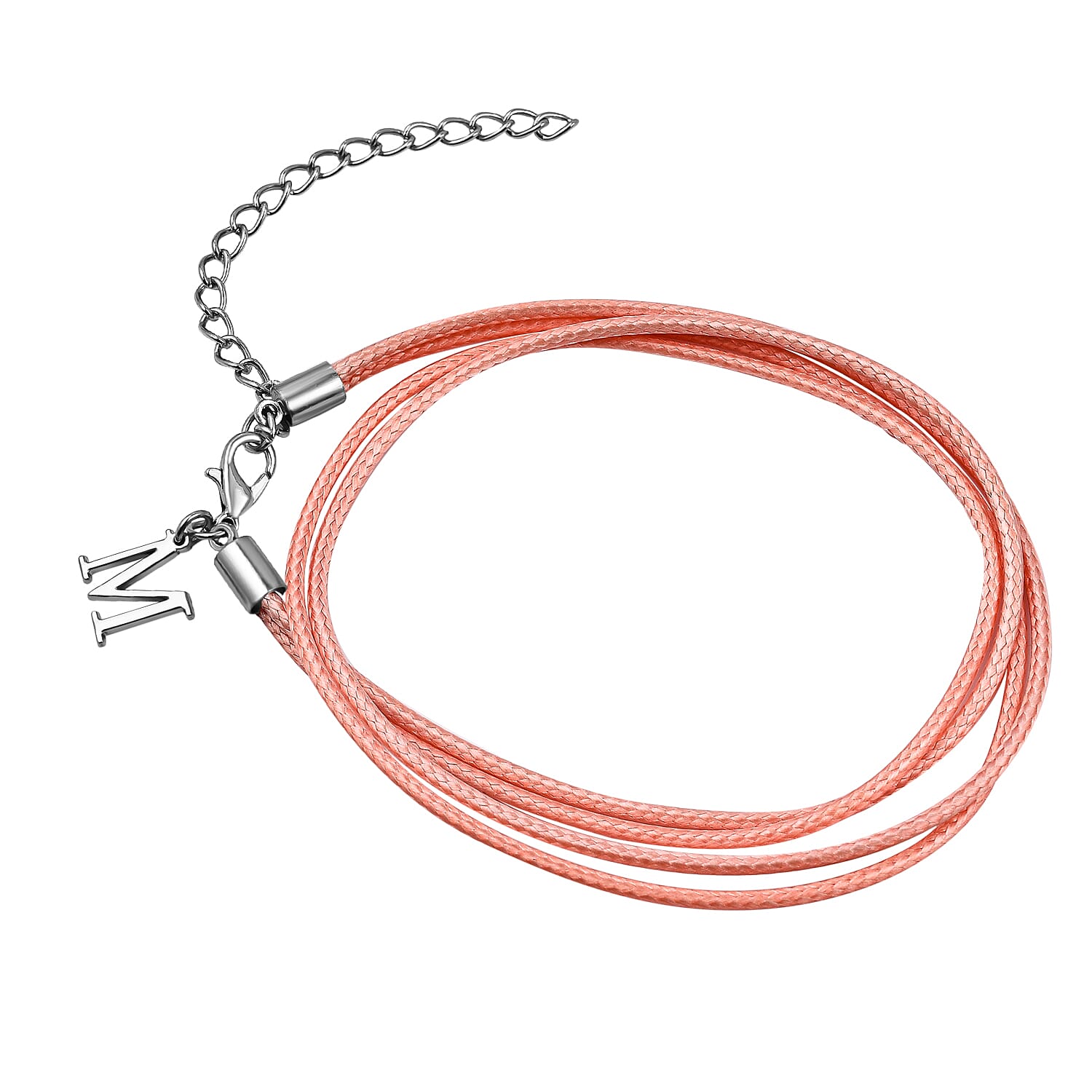 Maelle- Recognition Bracelet (Size 7- 8.5 with Extender) with M Charm in Peach Colour