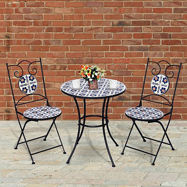 Tiled bistro table online and chairs