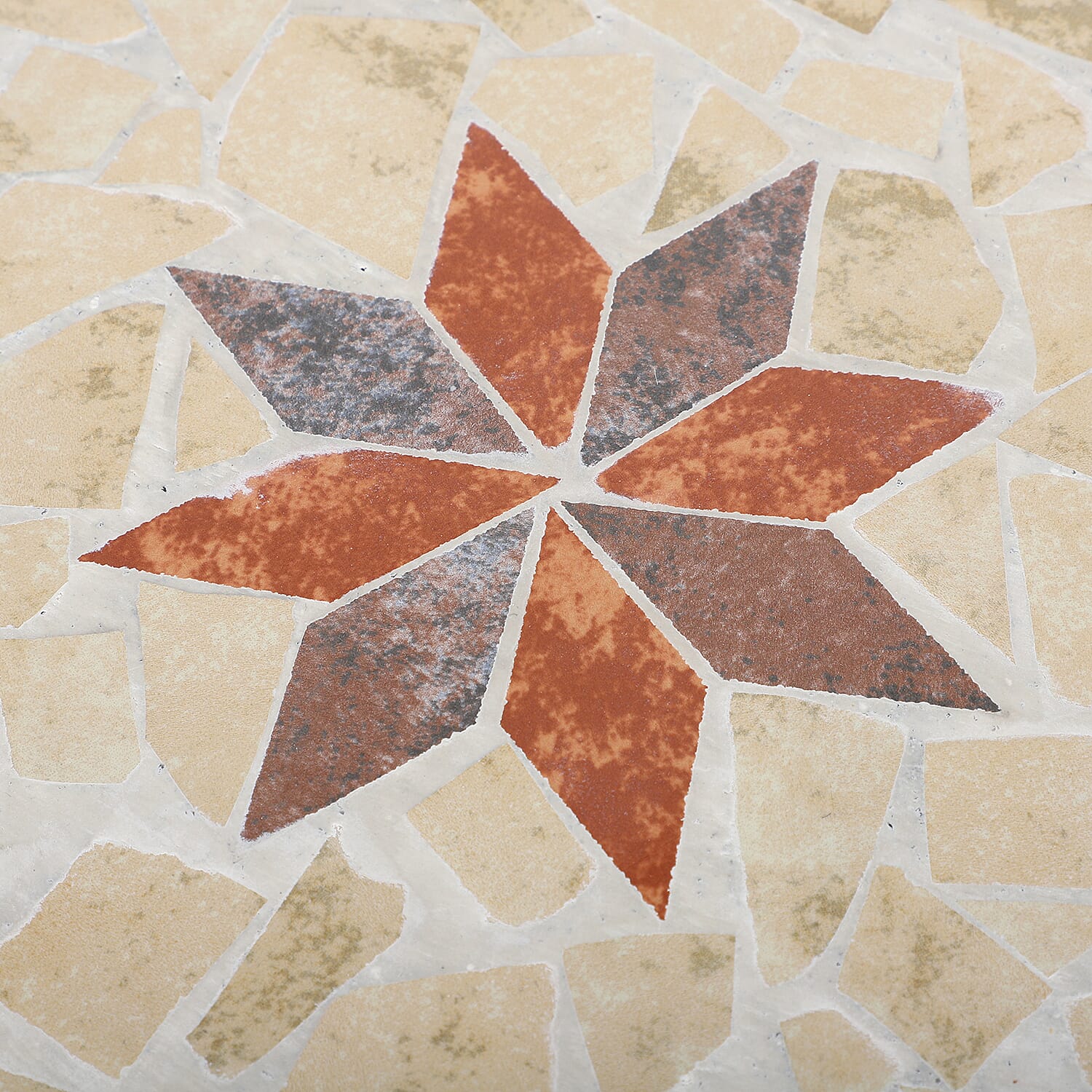 3 Piece Set - Square Pattern Mosaic Bistro Set Table (Size:60x60x70Cm) and 2 Chairs (Size:39x44x90Cm) - Khaki