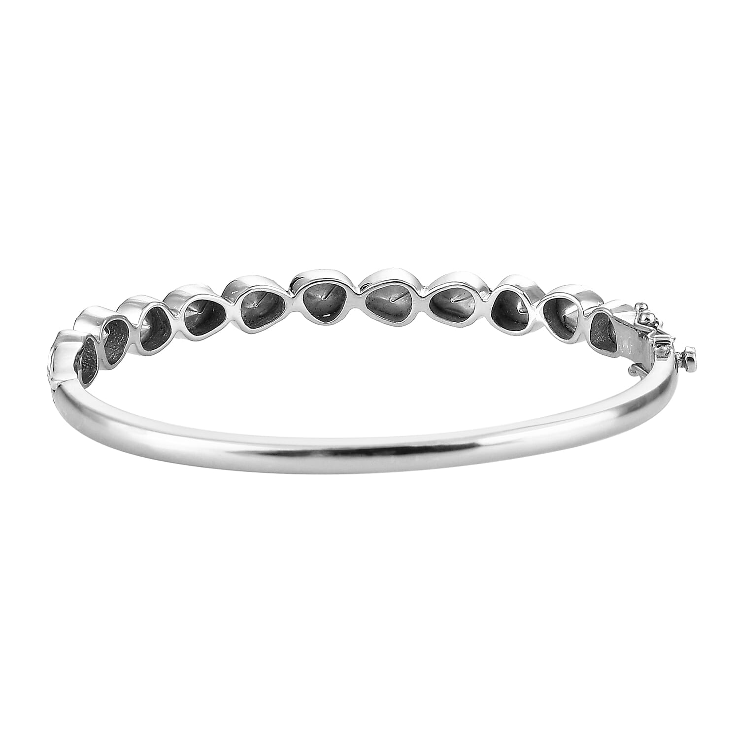 Artisan Crafted Polki Diamond Bangle (Size 7) in Sterling Silver 3.00 Ct, Silver wt 19.00 Gms