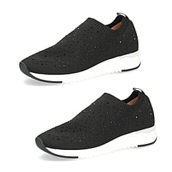 Caprice Knit Embellished Leather Trainers in Black (Size 3)