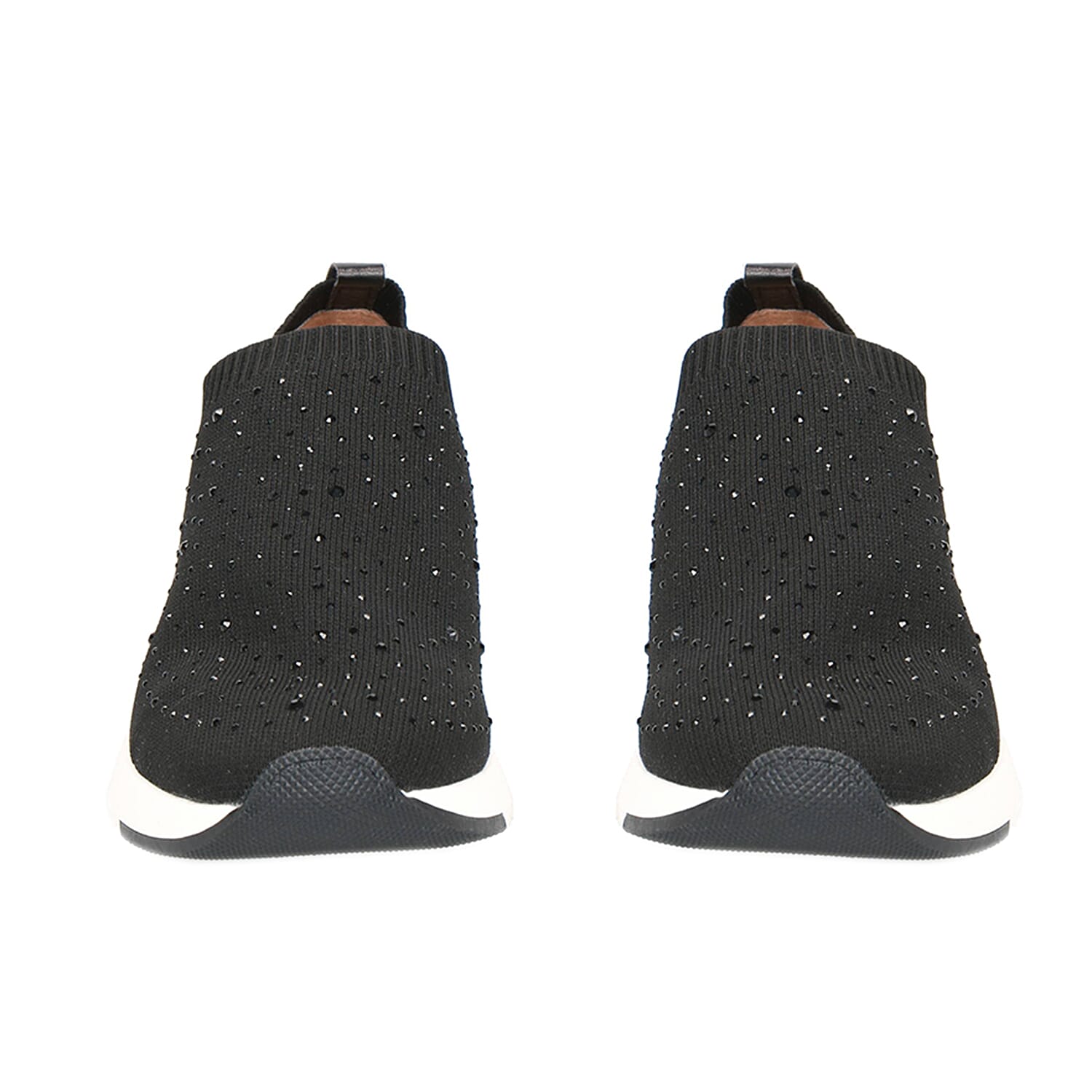 Caprice Knit Embellished Leather Trainers in Beige (Size 3)