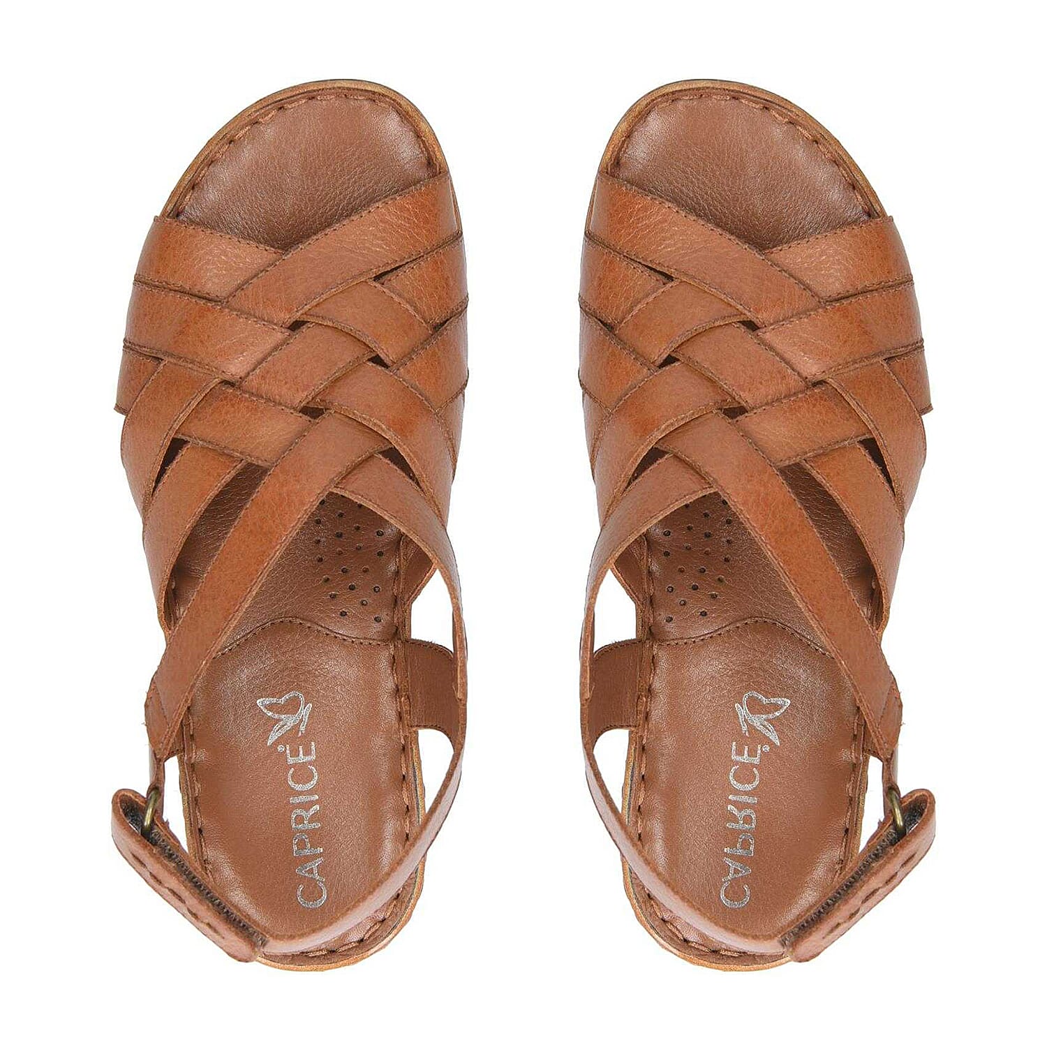 Caprice Nappa Leather Slingback Sandal in Tan (Size 5)