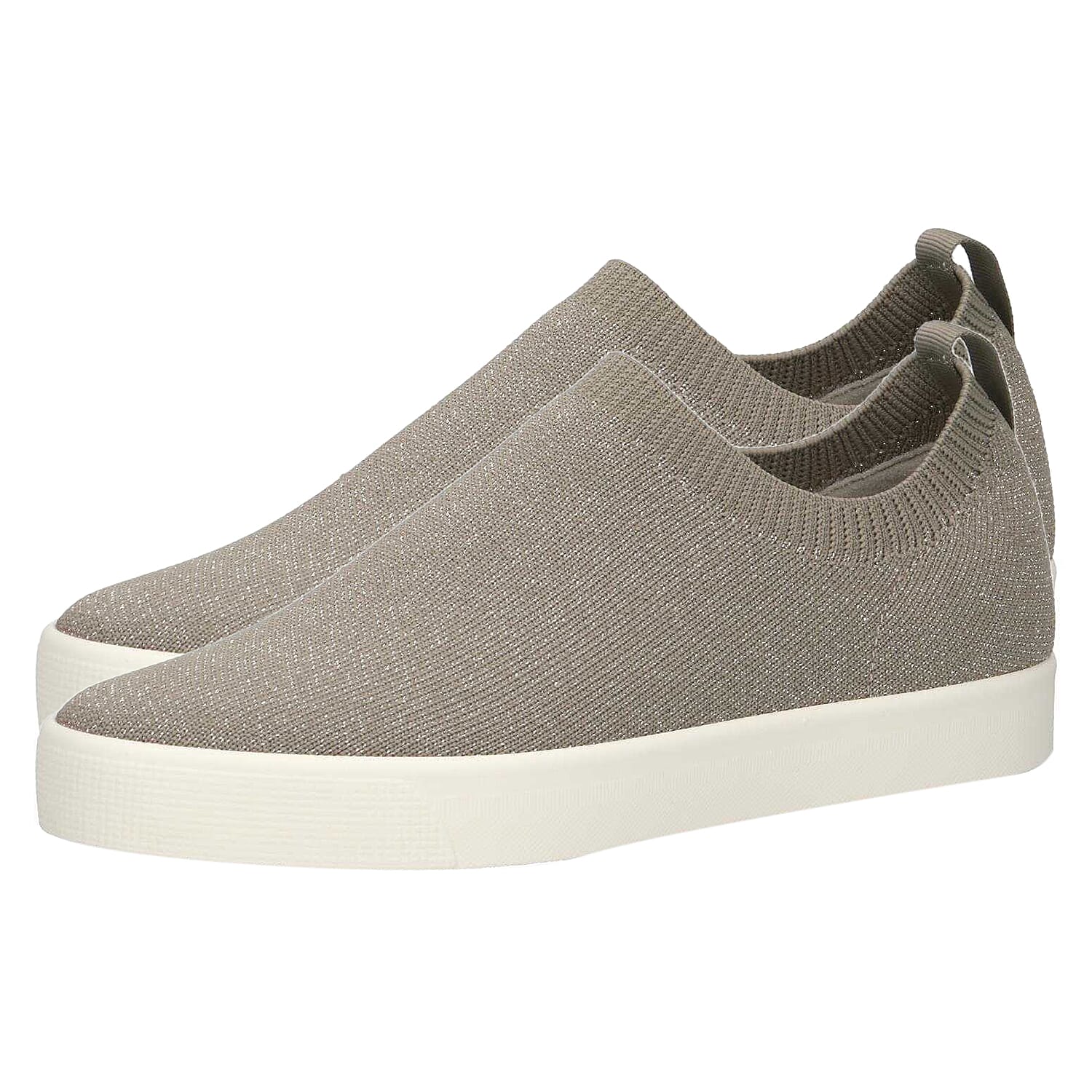 Caprice Letaher Knit Slip On Trainer in Khaki (Size 3)