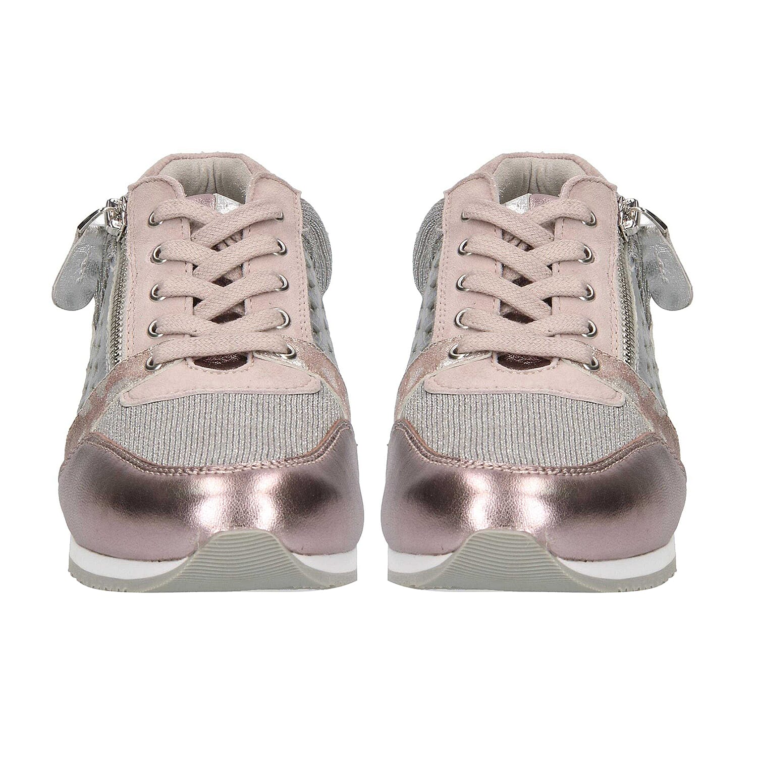 Caprice Metallic Leather Trainer in Pink (Size 3.5)