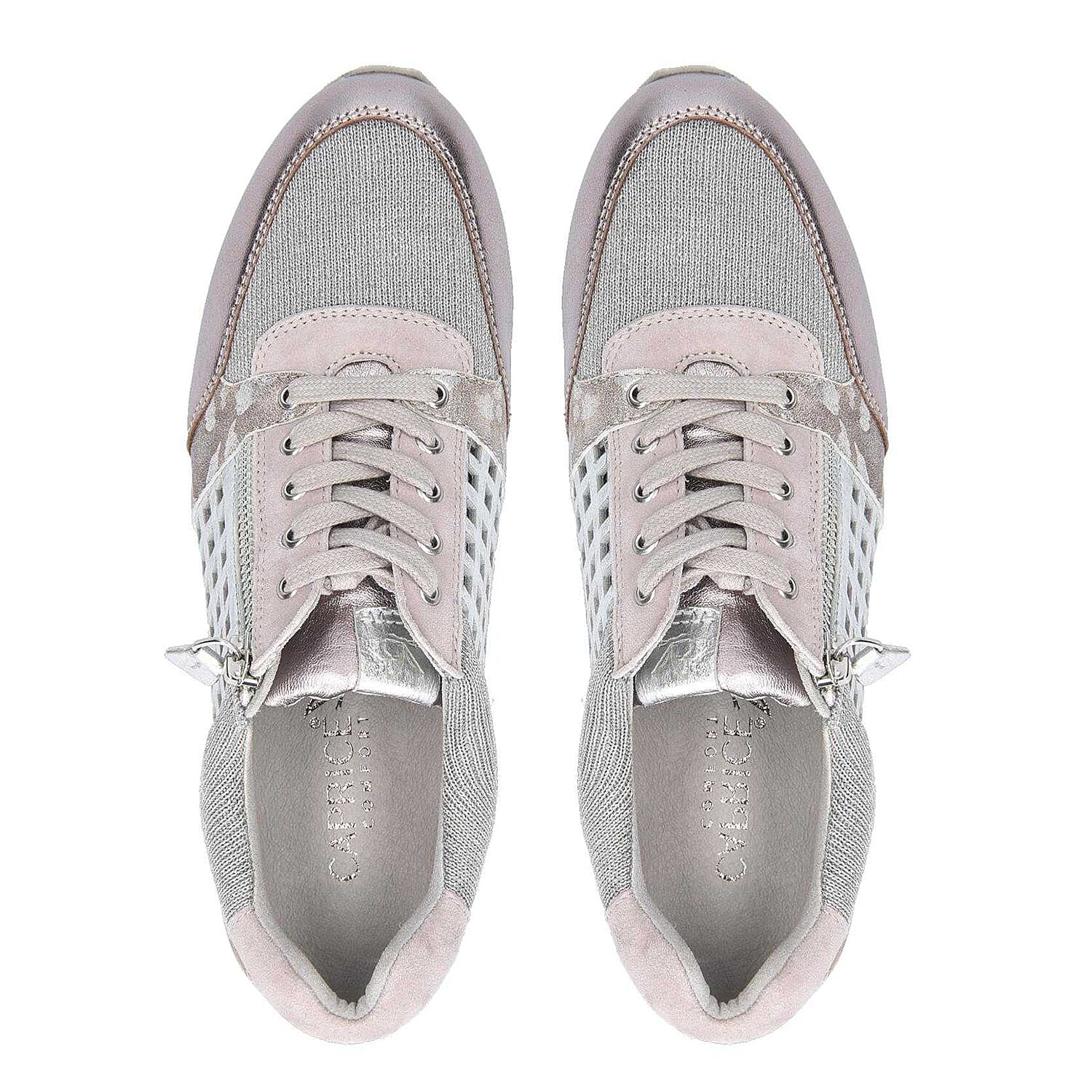 Caprice Metallic Leather Trainer in Pink (Size 3.5)