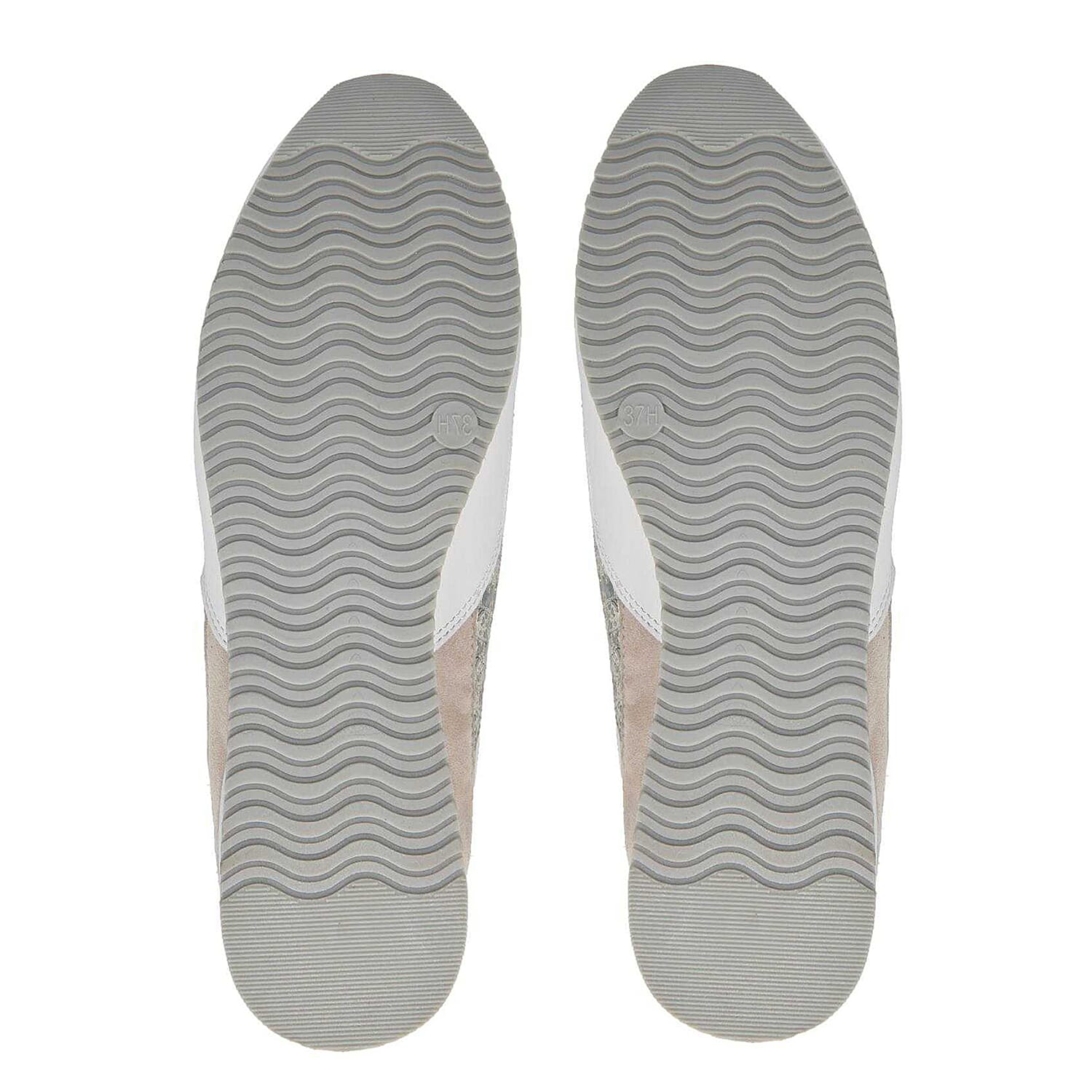 Caprice Leather Zip Trainers in Nude,white & Gold (Size 3)