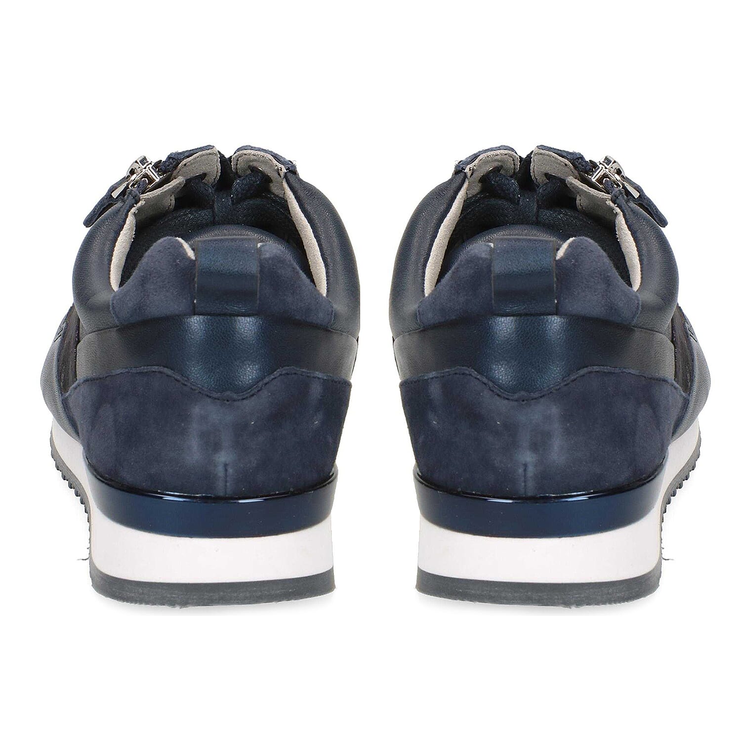 Caprice Leather Zip Trainers in Navy (Size 8)