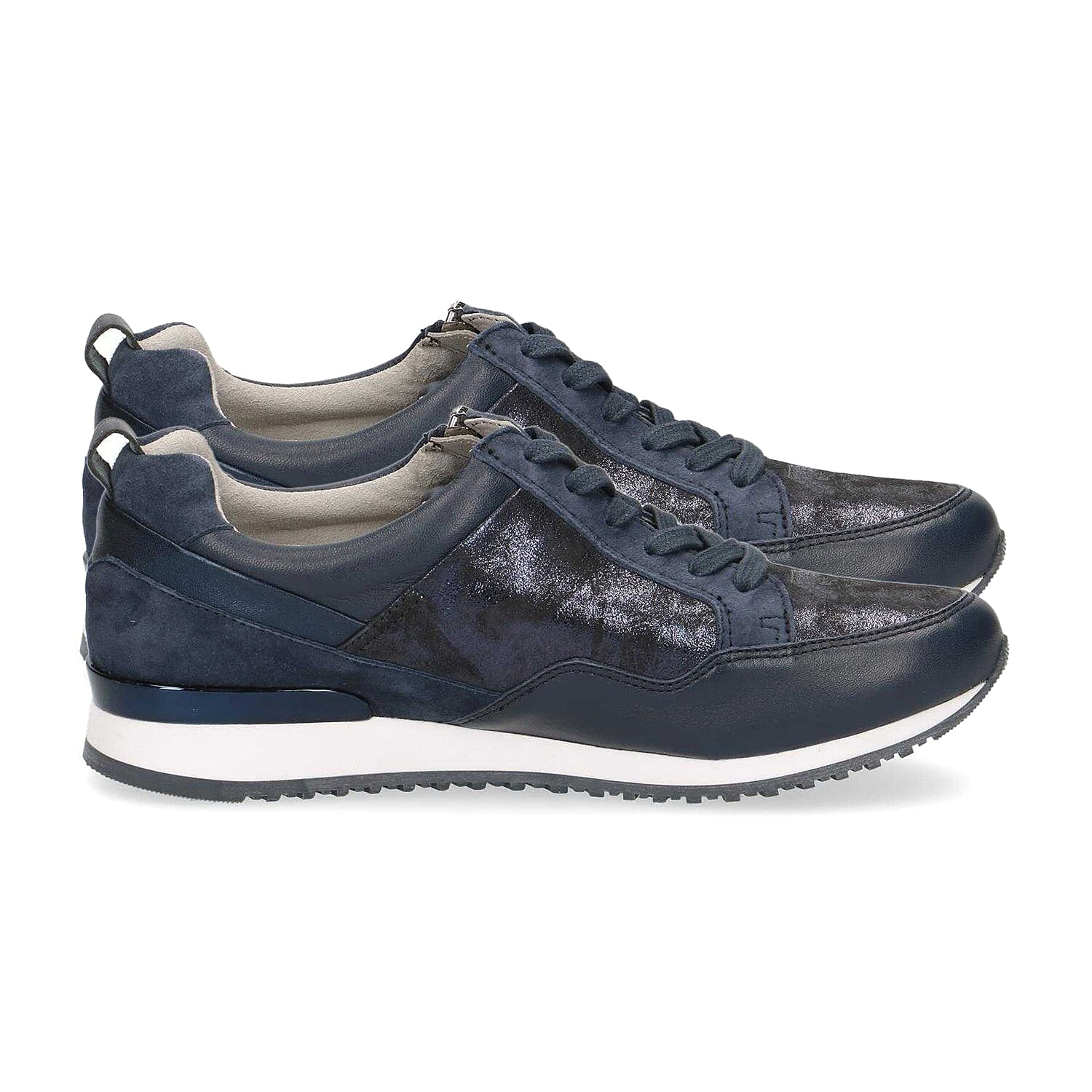Caprice Leather Zip Trainers in Navy (Size 8)