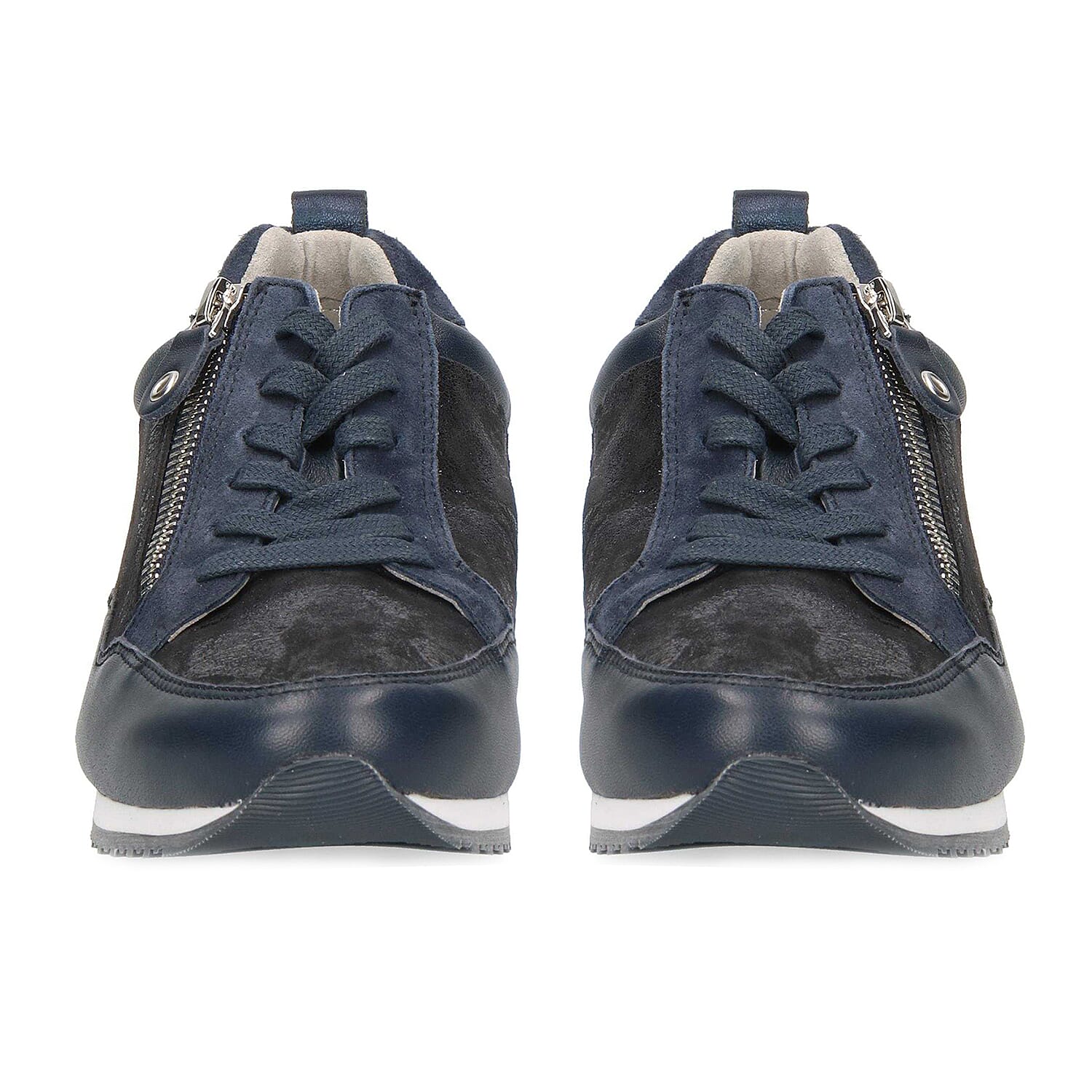 Caprice Leather Zip Trainers in Navy (Size 8)