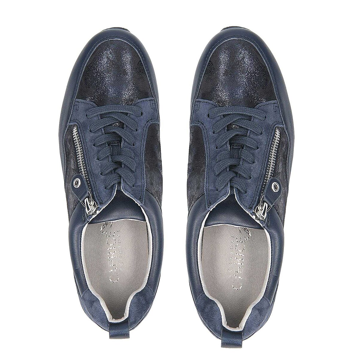 Caprice Leather Zip Trainers in Navy (Size 8)