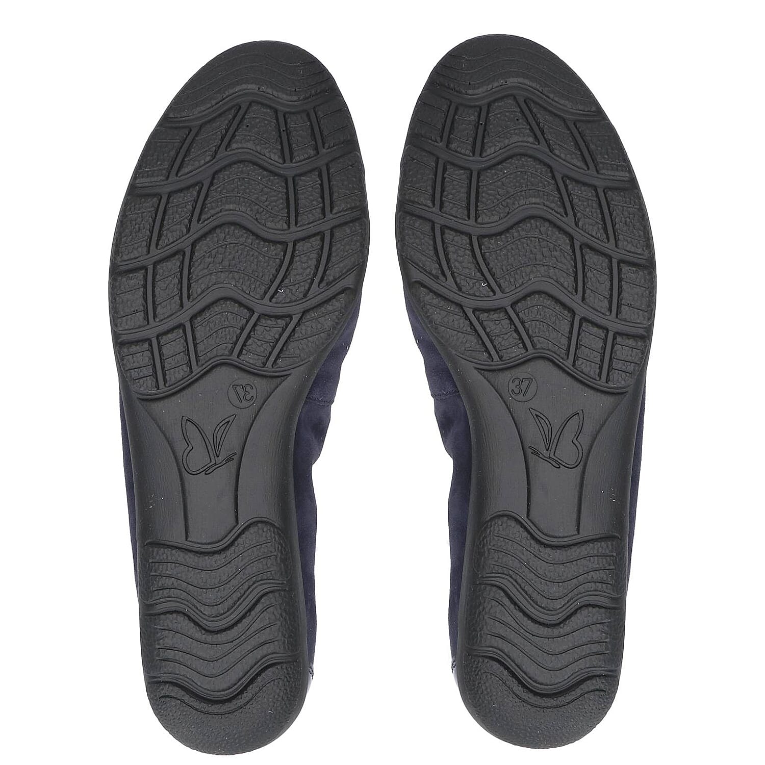 Caprice Leather Ballerina Shoe in Navy 