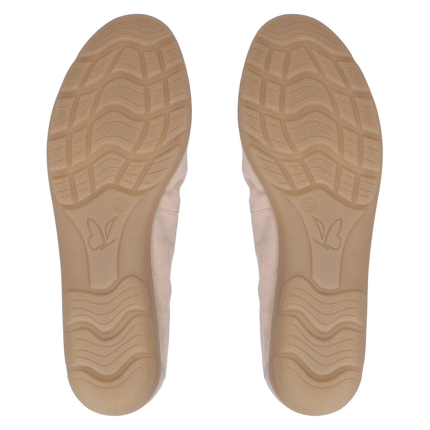 Caprice Leather Ballerina Shoe in Navy 