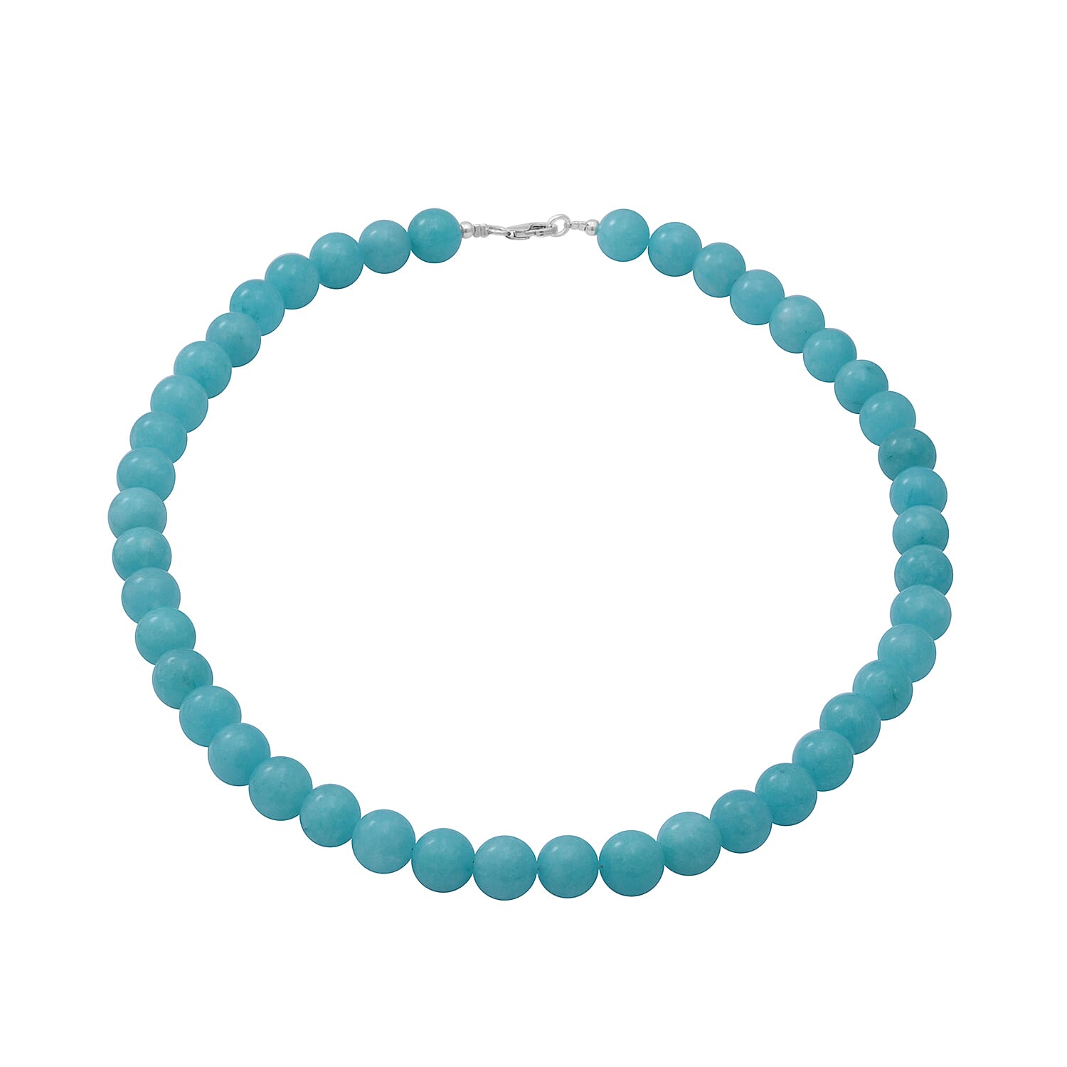 Amazonite Quartz Beads Necklace (Size 18) in Sterling Silver 300.00 ct.