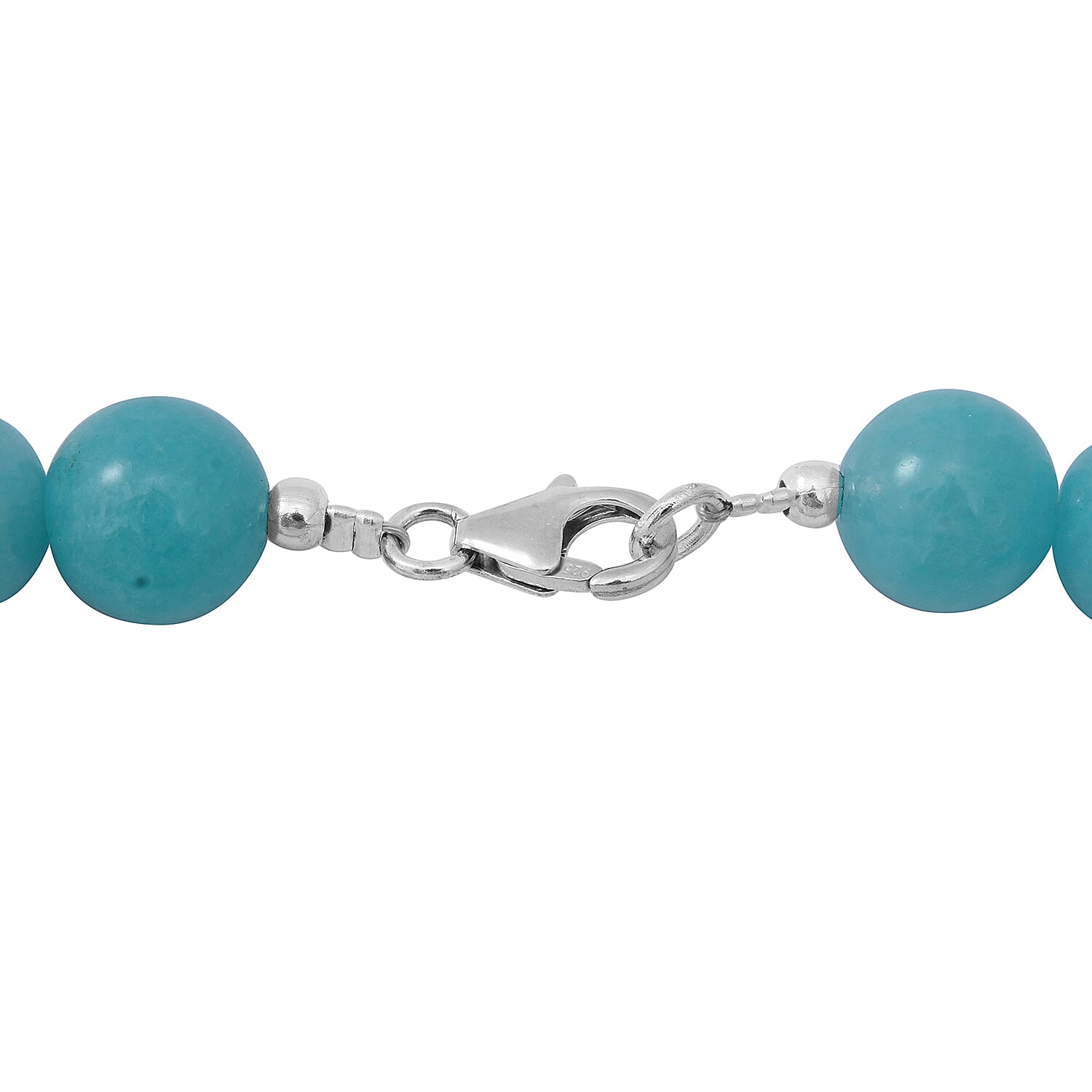 Amazonite Quartz Beads Necklace (Size 18) in Sterling Silver 300.00 ct.