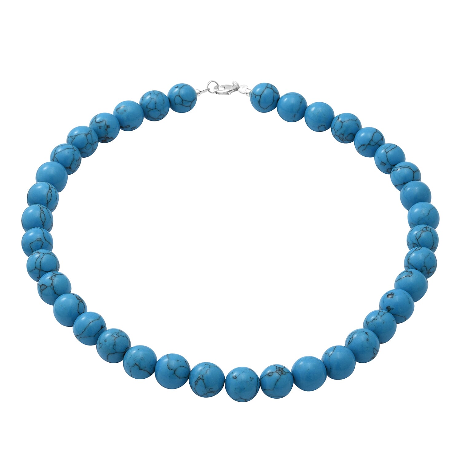 Blue Howlite Beads Necklace (Size - 18) in Sterling Silver 357.00 ct