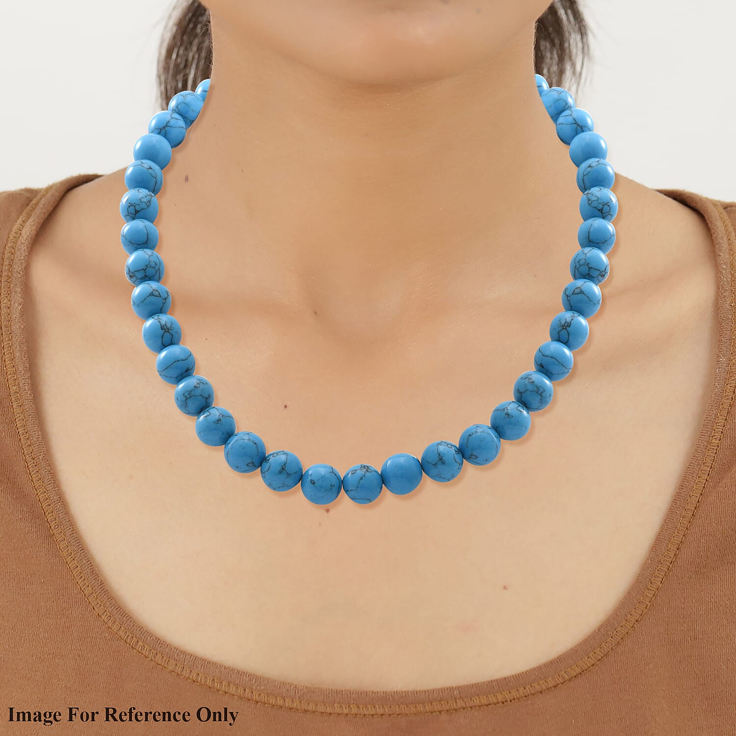 Blue Howlite Beads Necklace (Size - 18) in Sterling Silver 357.00 ct
