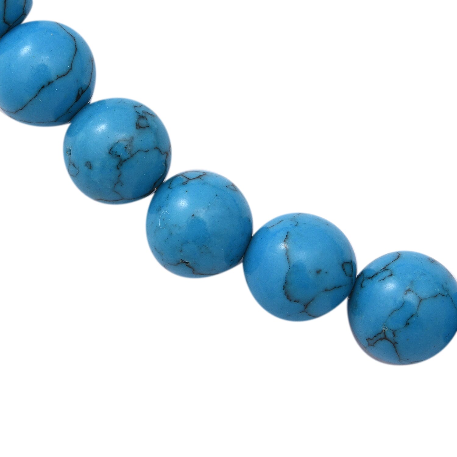 Blue Howlite Beads Necklace (Size - 18) in Sterling Silver 357.00 ct