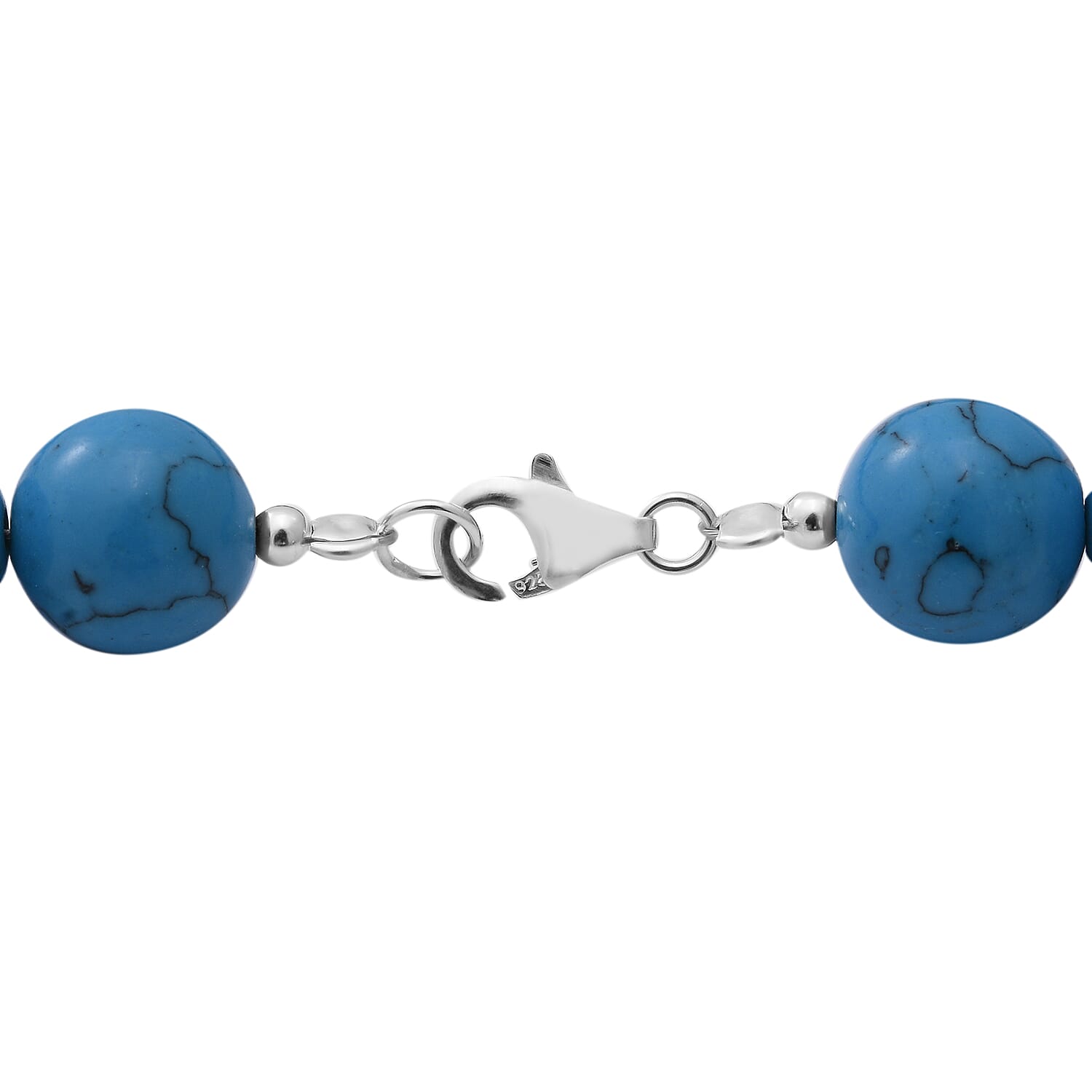 Blue Howlite Beads Necklace (Size - 18) in Sterling Silver 357.00 ct
