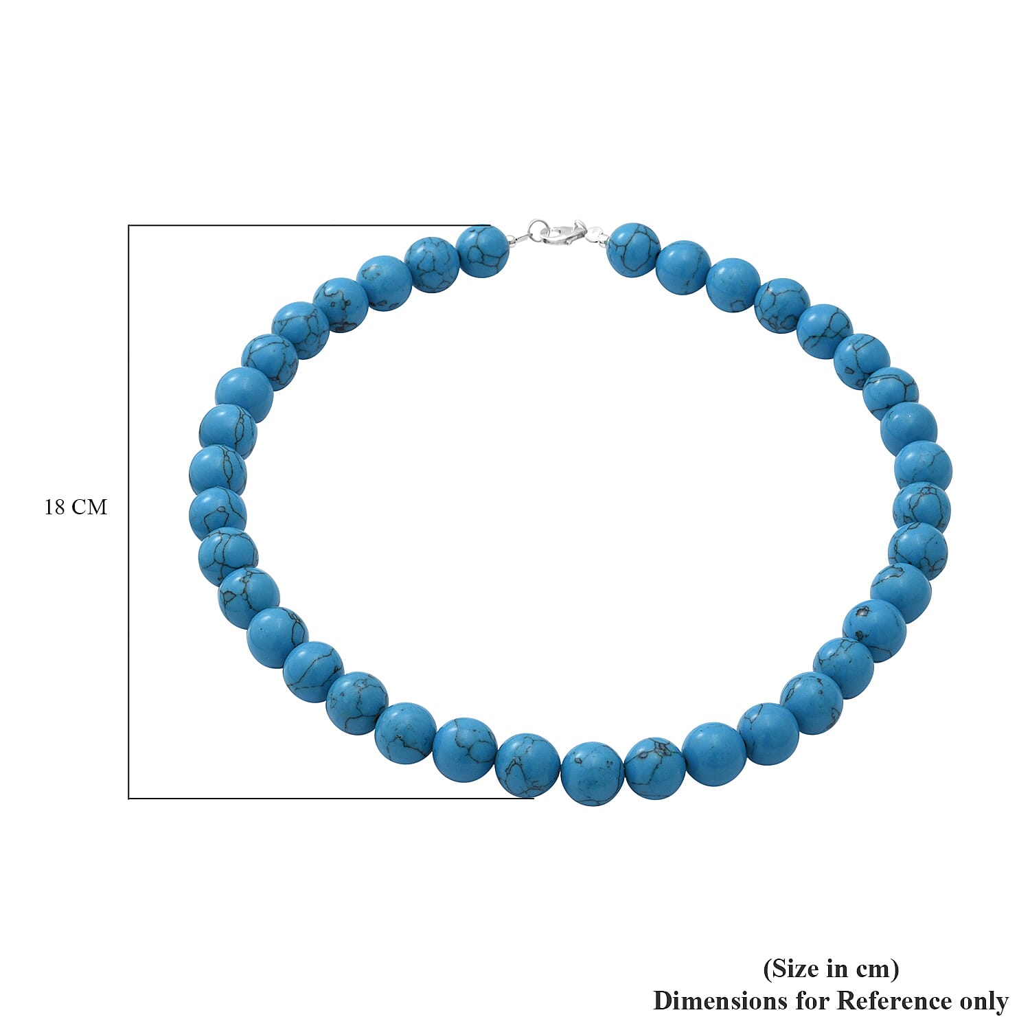 Blue Howlite Beads Necklace (Size - 18) in Sterling Silver 357.00 ct
