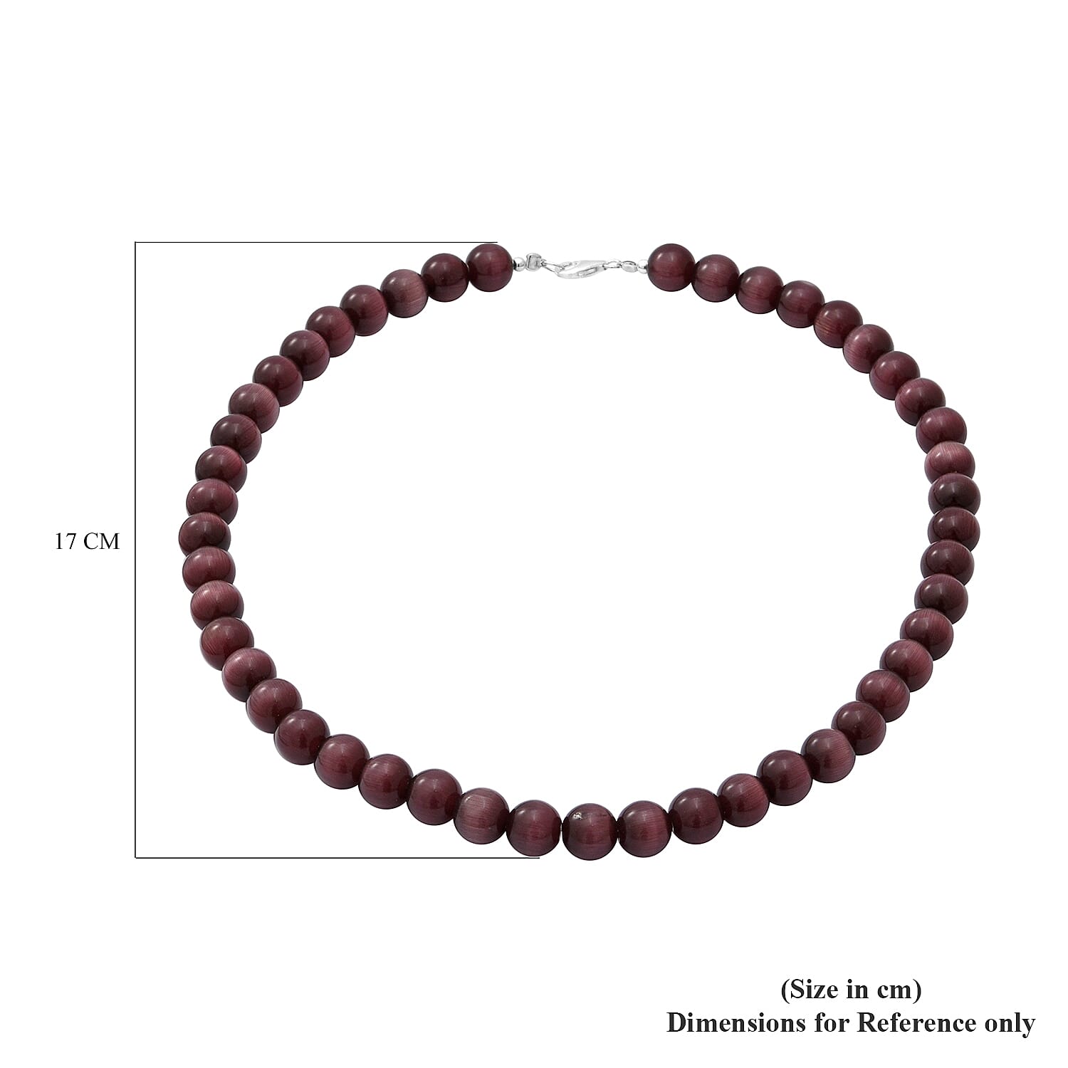 Purple Cats Eye Beads Necklace (Size 18) in Sterling Silver 296.00 Ct.