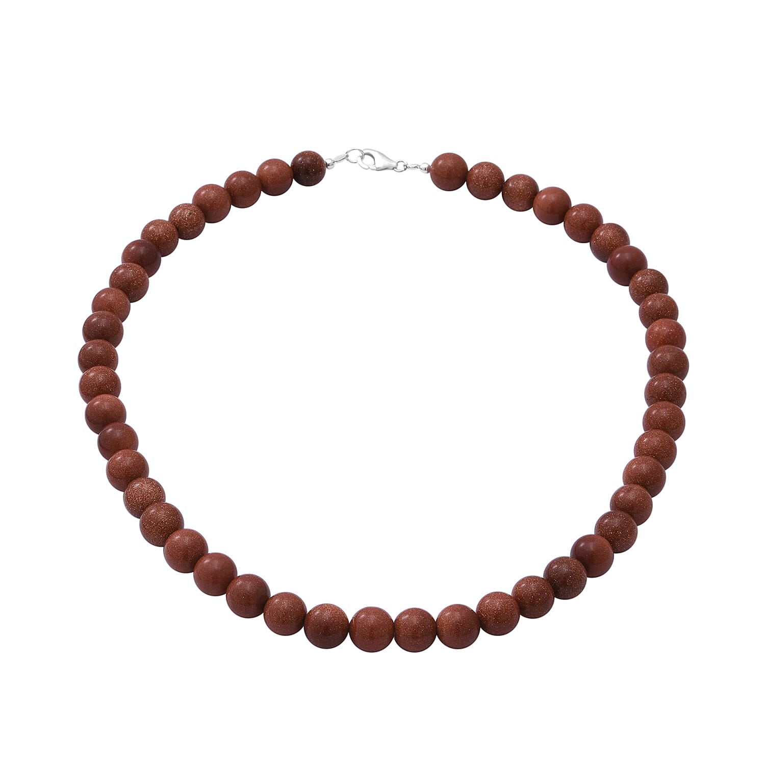 Golden Sandstone Beads Necklace (Size - 18) in Sterling Silver 292 Ct.