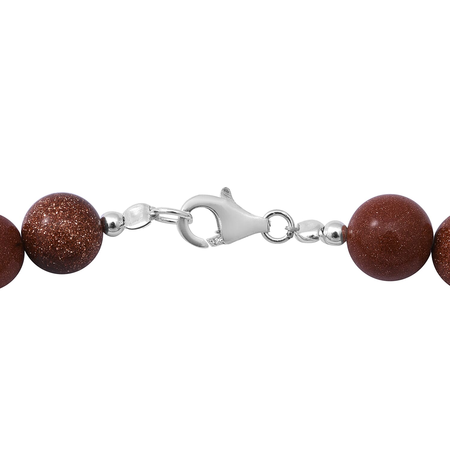 Golden Sandstone Beads Necklace (Size - 18) in Sterling Silver 292 Ct.