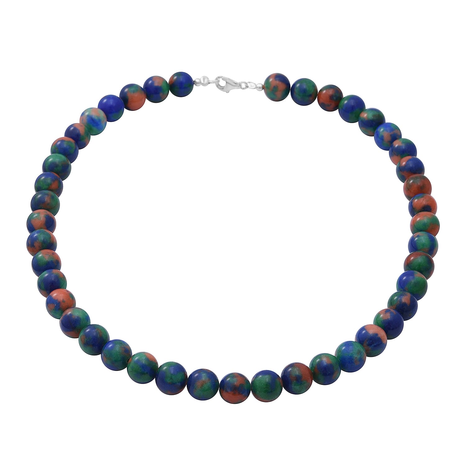 Multi Colour Jasper Beads Necklace (Size 18) in Sterling Silver 250.00 ct.