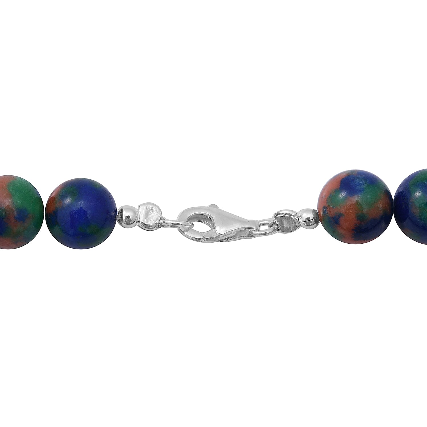 Multi Colour Jasper Beads Necklace (Size 18) in Sterling Silver 250.00 ct.
