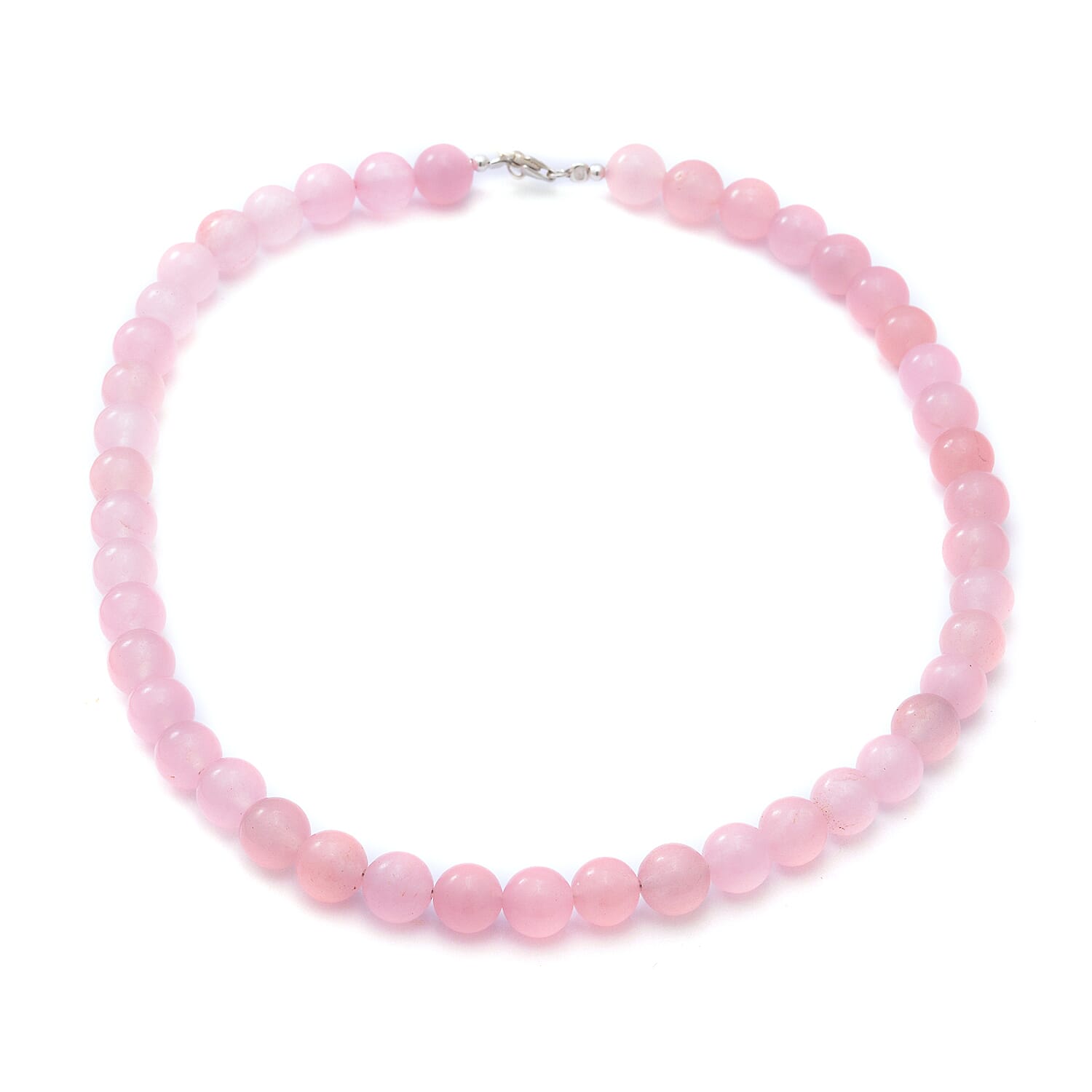 Rose Quartz Beads Necklace (Size 18) in Sterling Silver 250.00 ct.