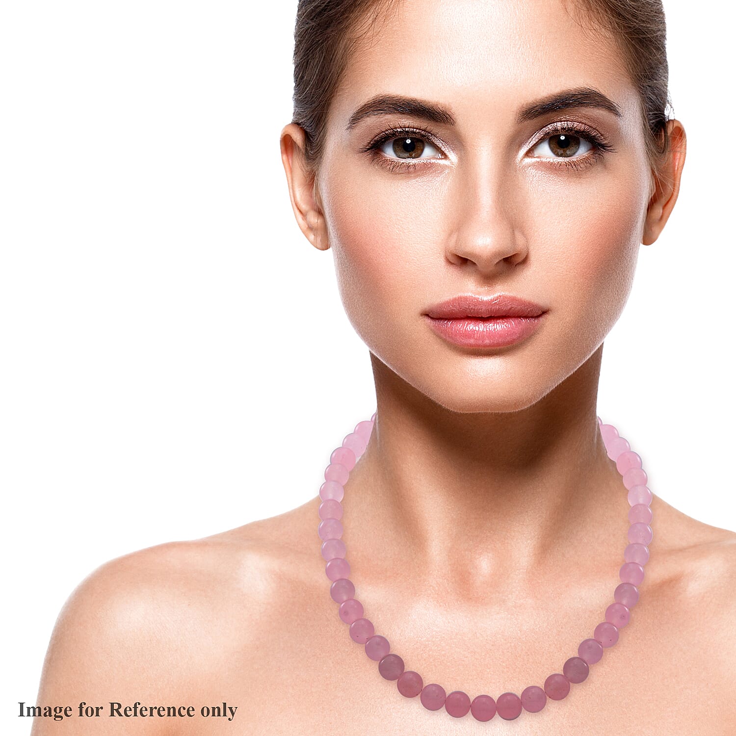 Rose Quartz Beads Necklace (Size 18) in Sterling Silver 250.00 ct.