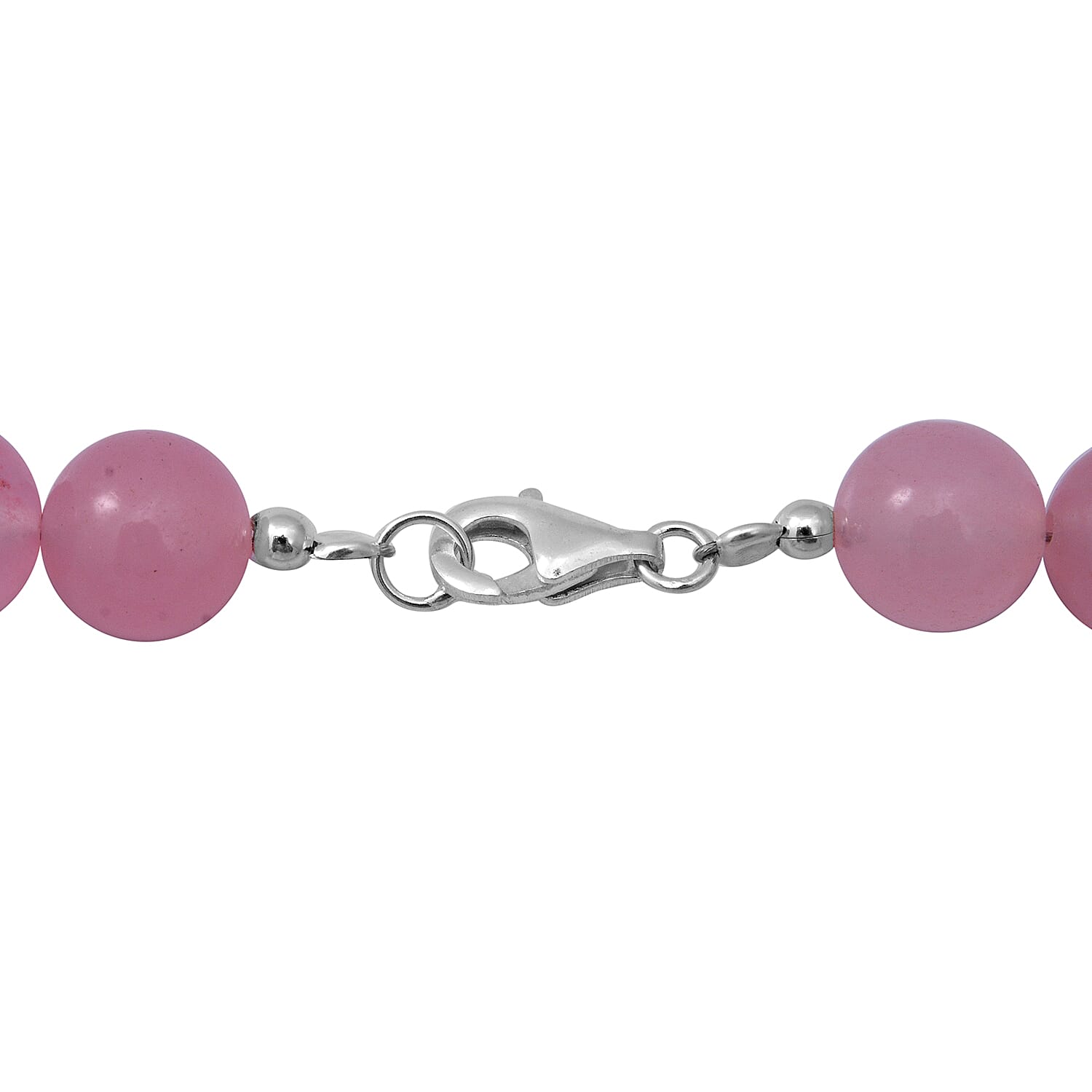 Rose Quartz Beads Necklace (Size 18) in Sterling Silver 250.00 ct.