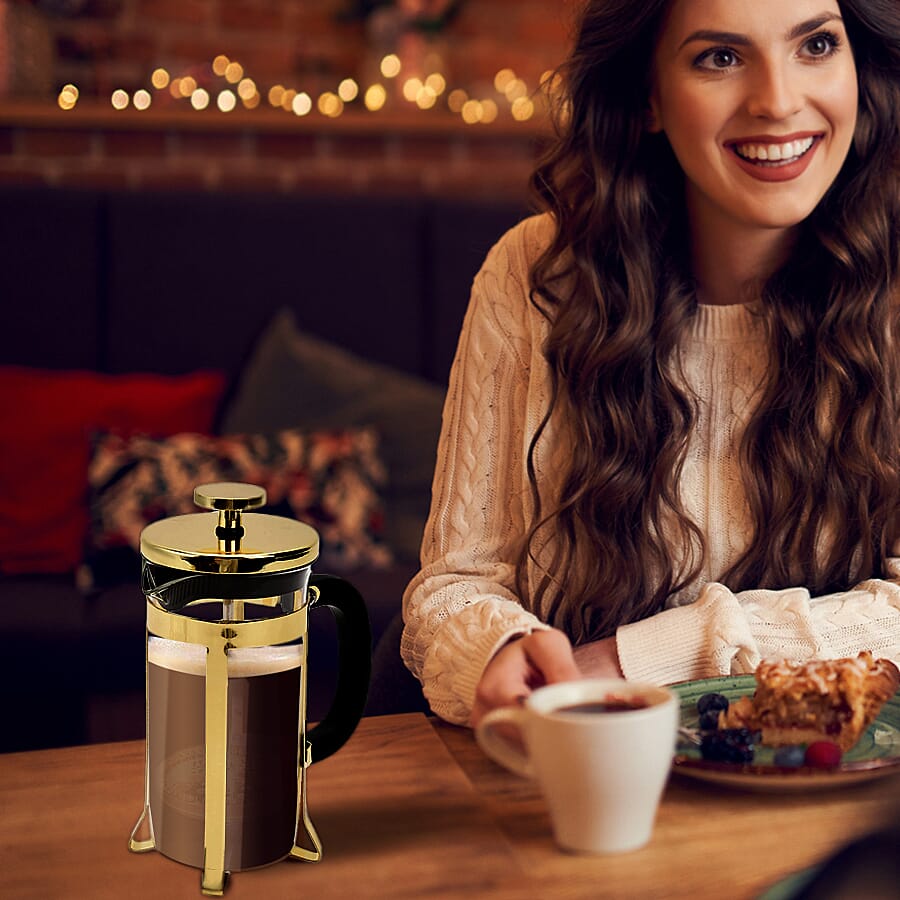 French Press Coffee Maker 350 ML - Yellow Gold