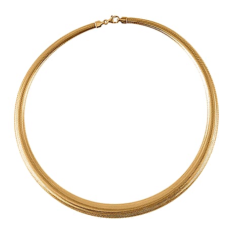 Limited Availability Italian Made 9K Yellow Gold Graduated Mesh Omega Necklace (Size 18) With Lobster Clasp